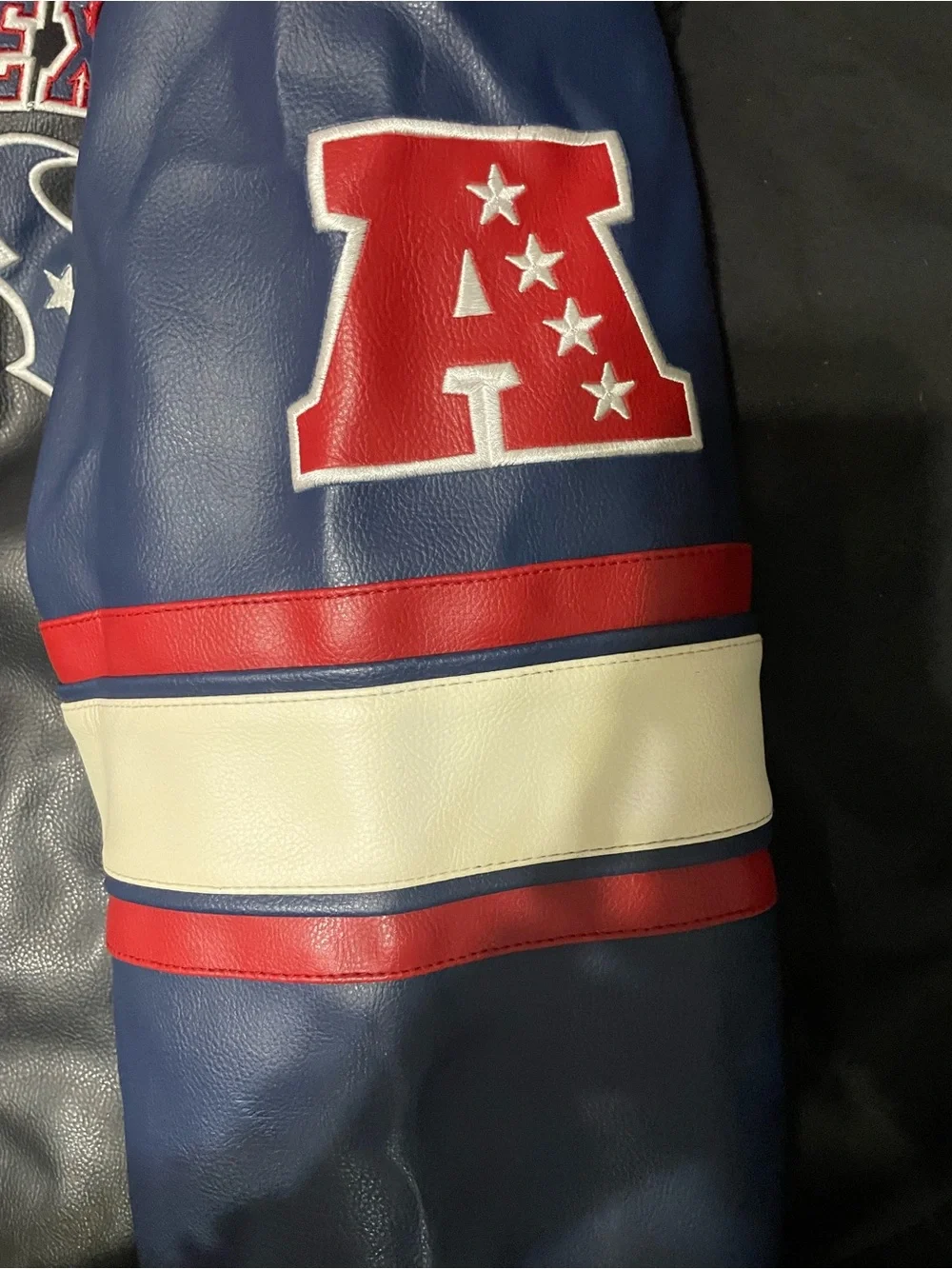 Houston Texans Officially Licensed NFL Varsity Faux Leather Jacket Men Size 2XL